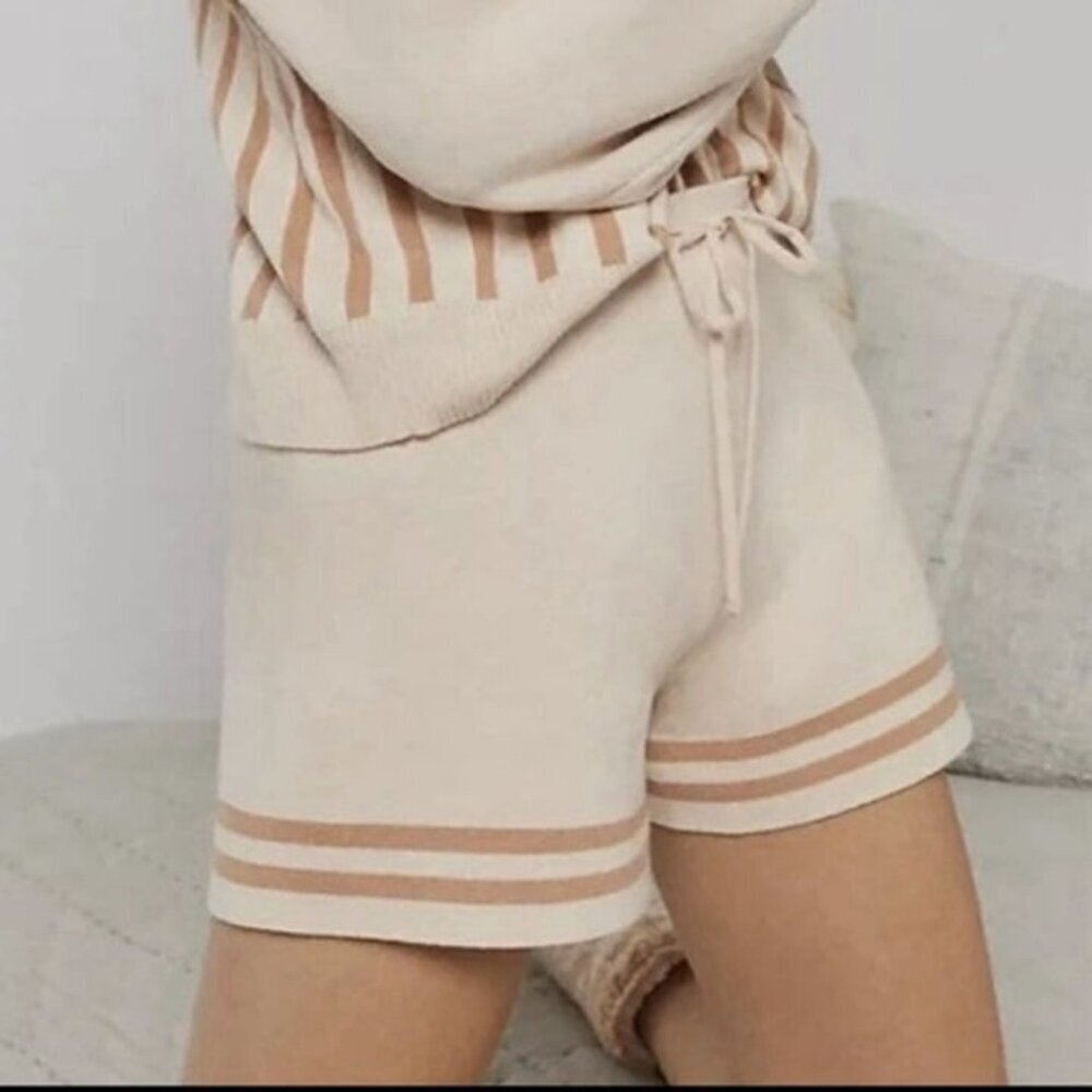 Anthropologie Saturday Sunday Beige Pull On Basel Lounge Shorts‎ Sz L Comfort